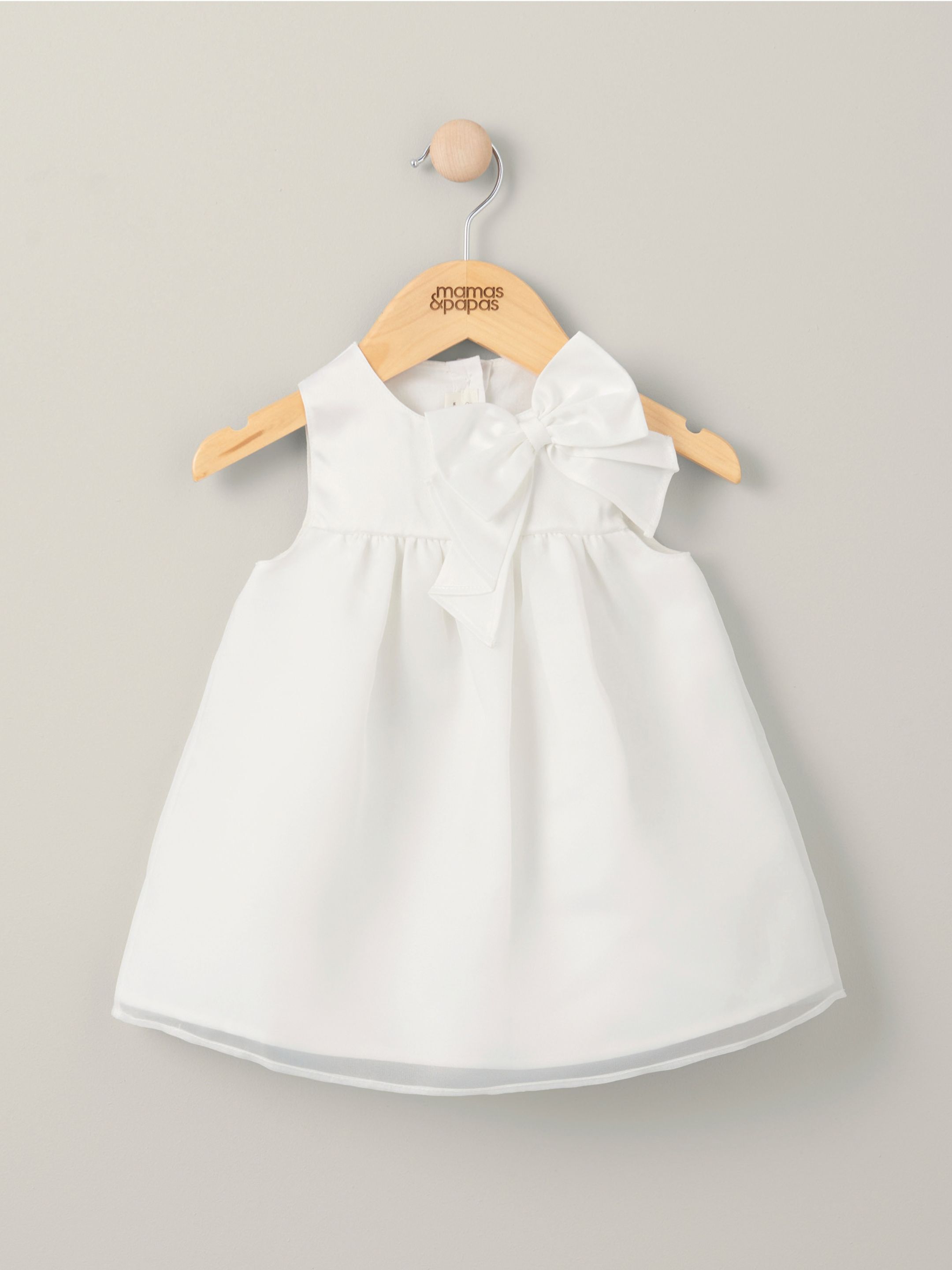 White Organza Bow Dress Baby Gift Set with Muslin Blanket, Headband & Lamb Chime image number 3